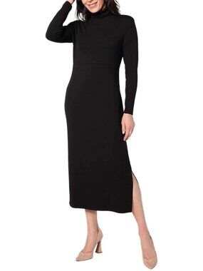 Women with Control Midi Dress 2X Regular Finespun Jersey Tummy Control Black NEW